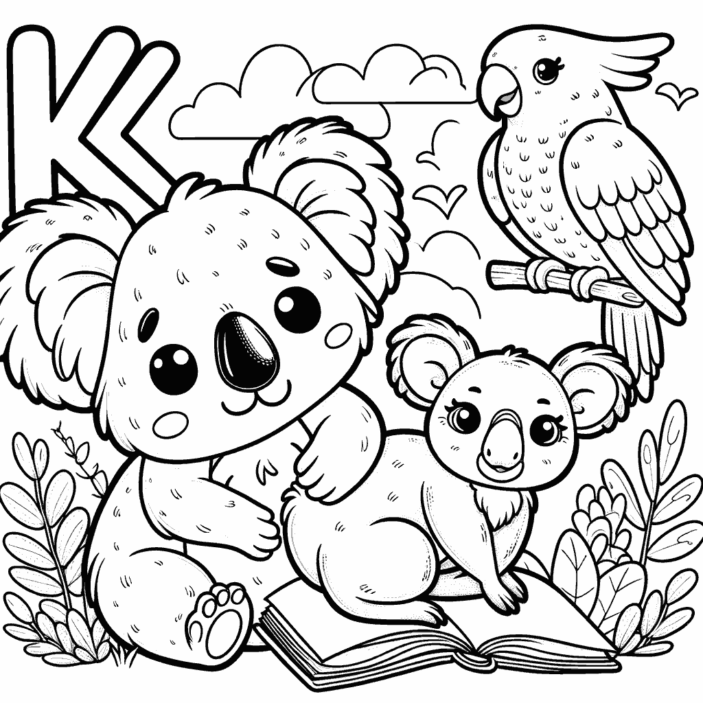 animaux a colorier lettre k